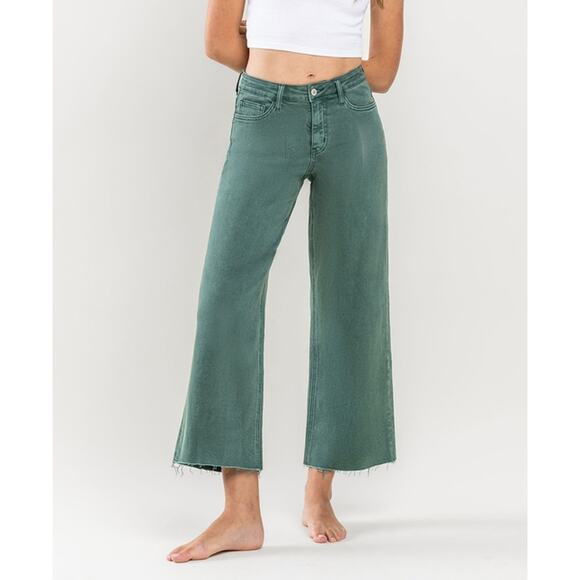 VERVET BY FLYING MONKEY Denim - Vervet Mallard Green Size 31 High Rise Crop Wide Leg Jeans